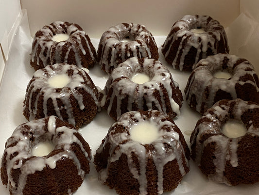 Mini Chocolate Bundt cakes w/Grand Mariner Glaze